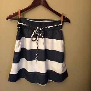 Navy & White Striped Skirt w/ Pockets